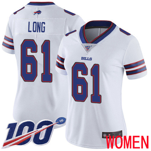 Women Buffalo Bills 61 Spencer Long White Vapor Untouchable Limited Player 100th Season NFL Jersey